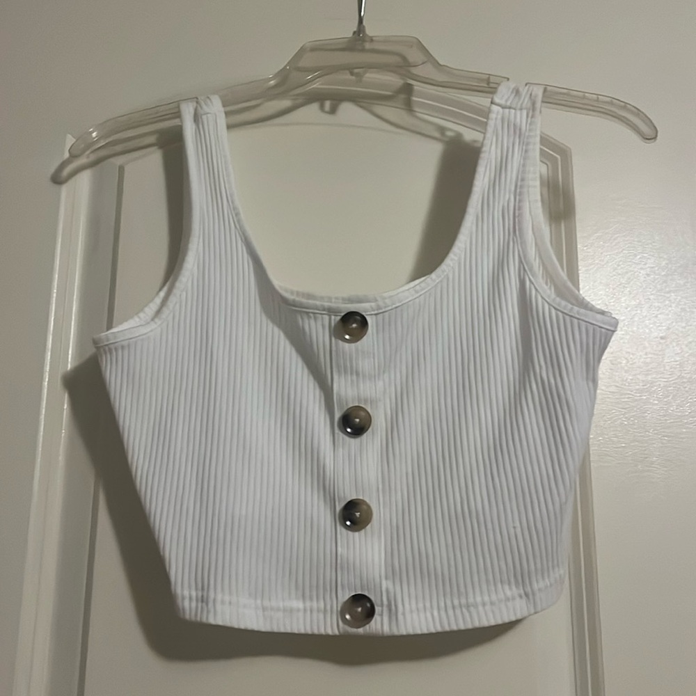 SHEIN | White tank top w/ buttons